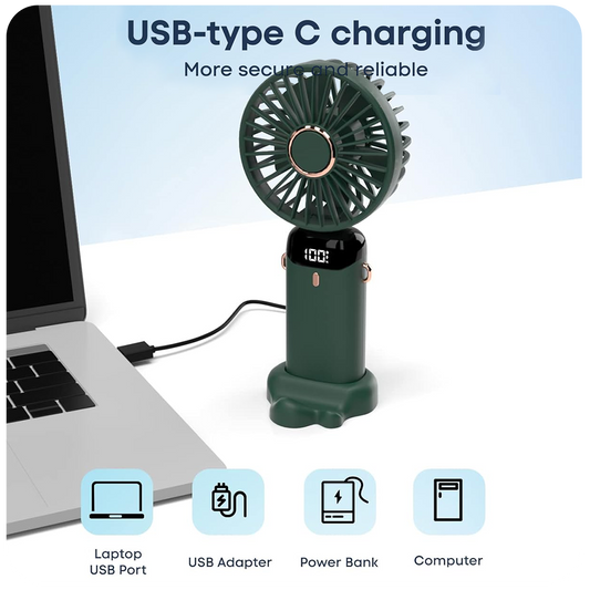Small Desk Fan, Mini Handheld Fan USB Charging Low Noise for Office