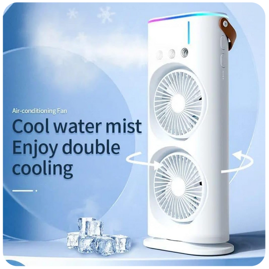Double Fan With Rotating Cooler For Room Cooling Mini Cooler Portable Air Cooling Conditioning with Mist Cool Air Fan