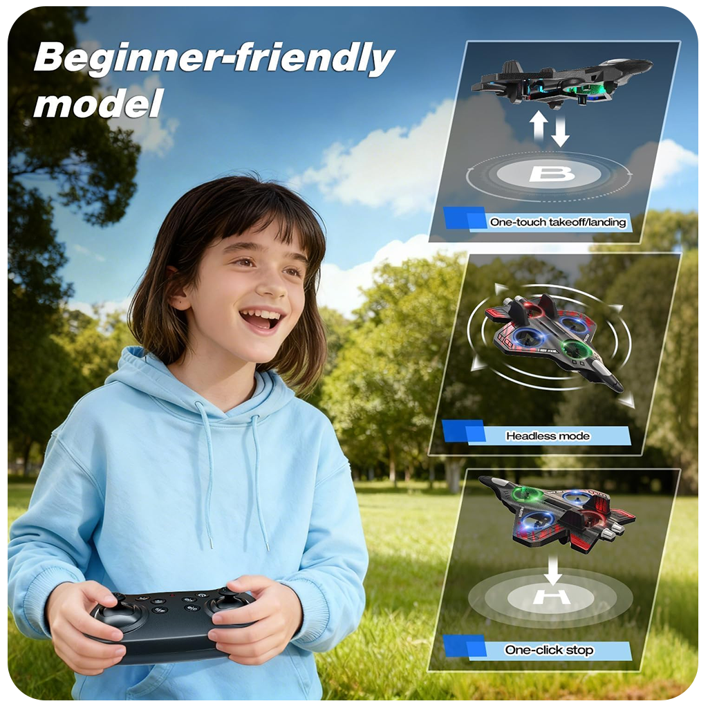 Remote Control Flying Airplane RC Glider Fighter Jet Aeroplane Drone with Rechargeable Battery for Kids & Adult Gift