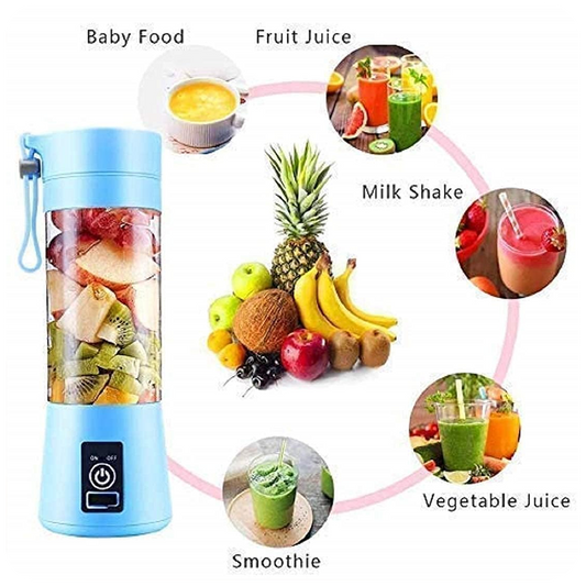 Portable 6-Blade Juicer Blender with Built-in Jar Juice Mixer Bottle, Fruit Juice Machine, USB Rechargeable Personal Size Juicer Grinder for Juices, Kitchen Appliance Milk Shakes