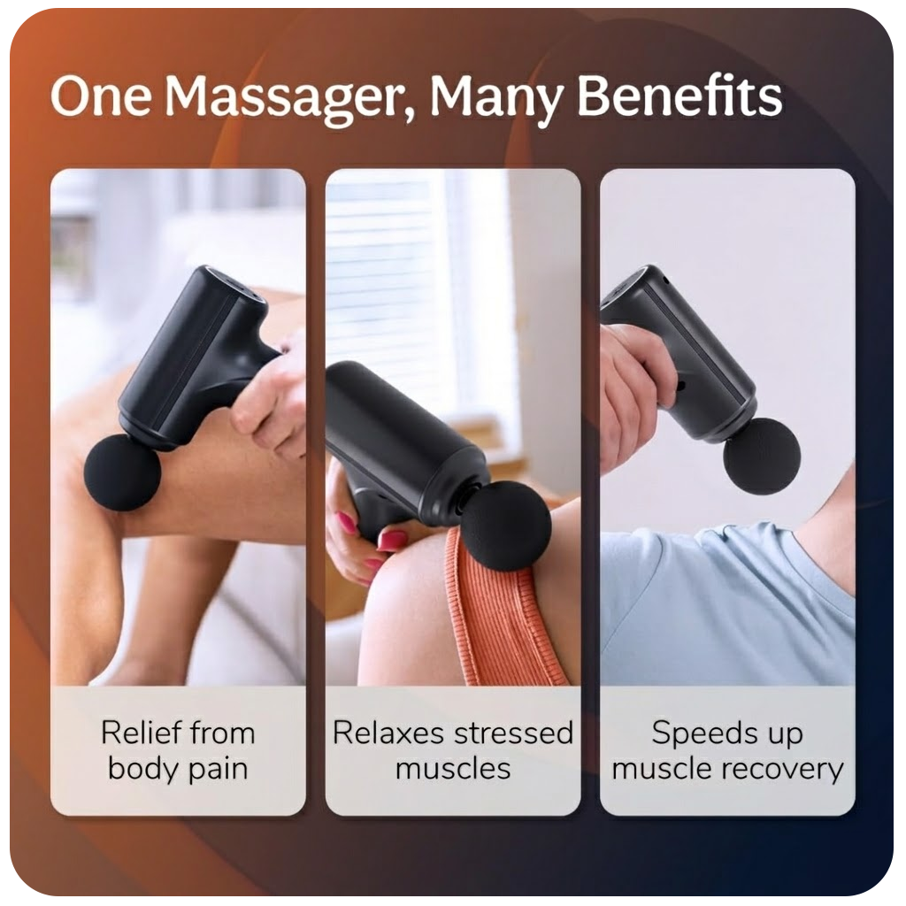 Charge Go Massage Gun | Body Massager for Pain Relief | Massage Gun for Back Leg & Full Body | 4 Specialized Heads For Full Body Pain Relief