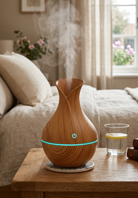 Light Wood Color Electric Diffuser for Home Fragrance | Essential Oil Aroma Diffuser for Home, Car, Offices | Cool Mist Humidifier for Room | Colour Changing Lights | 200ML Water Capacity