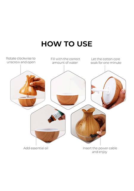 Light Wood Color Electric Diffuser for Home Fragrance | Essential Oil Aroma Diffuser for Home, Car, Offices | Cool Mist Humidifier for Room | Colour Changing Lights | 200ML Water Capacity
