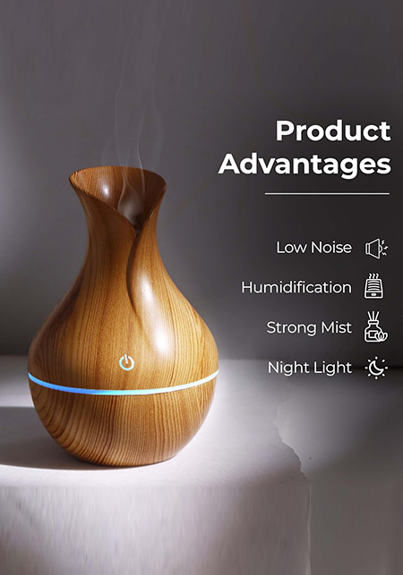 Light Wood Color Electric Diffuser for Home Fragrance | Essential Oil Aroma Diffuser for Home, Car, Offices | Cool Mist Humidifier for Room | Colour Changing Lights | 200ML Water Capacity