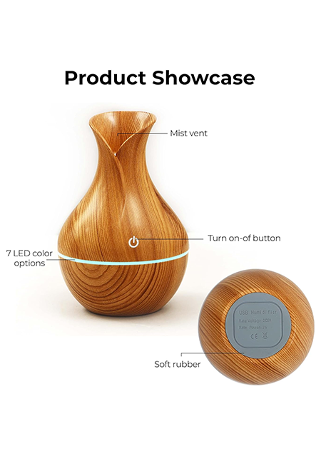 Light Wood Color Electric Diffuser for Home Fragrance | Essential Oil Aroma Diffuser for Home, Car, Offices | Cool Mist Humidifier for Room | Colour Changing Lights | 200ML Water Capacity