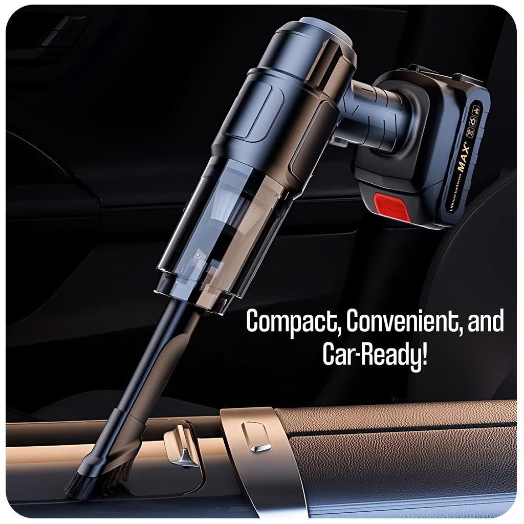 3-in-1 Car Vacuum Cleaner USB Rechargeable Wireless Handheld Mini for Travelling Camping Reusable Portable with Charging Cable & 3 Attachments