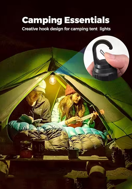 Multipurpose Portable Utility Bulb | Camping Light | Portable Outdoor Tent Light Bulbs - Clip Hook | Camping Tent Bulb 3 Modes | Battery Powered | Emergency Light Gear for Hiking
