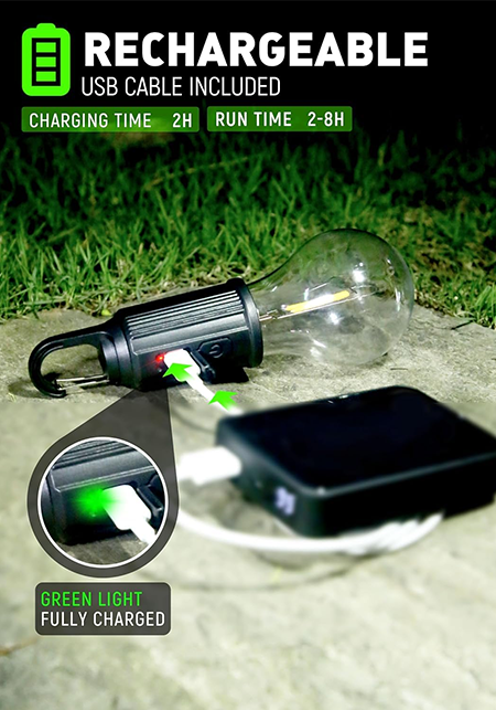 Multipurpose Portable Utility Bulb | Camping Light | Portable Outdoor Tent Light Bulbs - Clip Hook | Camping Tent Bulb 3 Modes | Battery Powered | Emergency Light Gear for Hiking