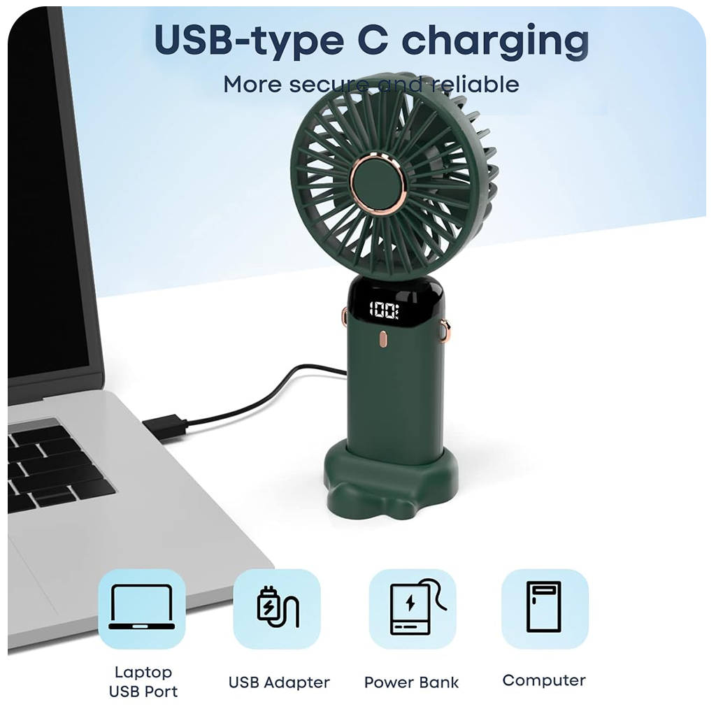 Small Desk Fan, Mini Handheld Fan USB Charging Low Noise for Office