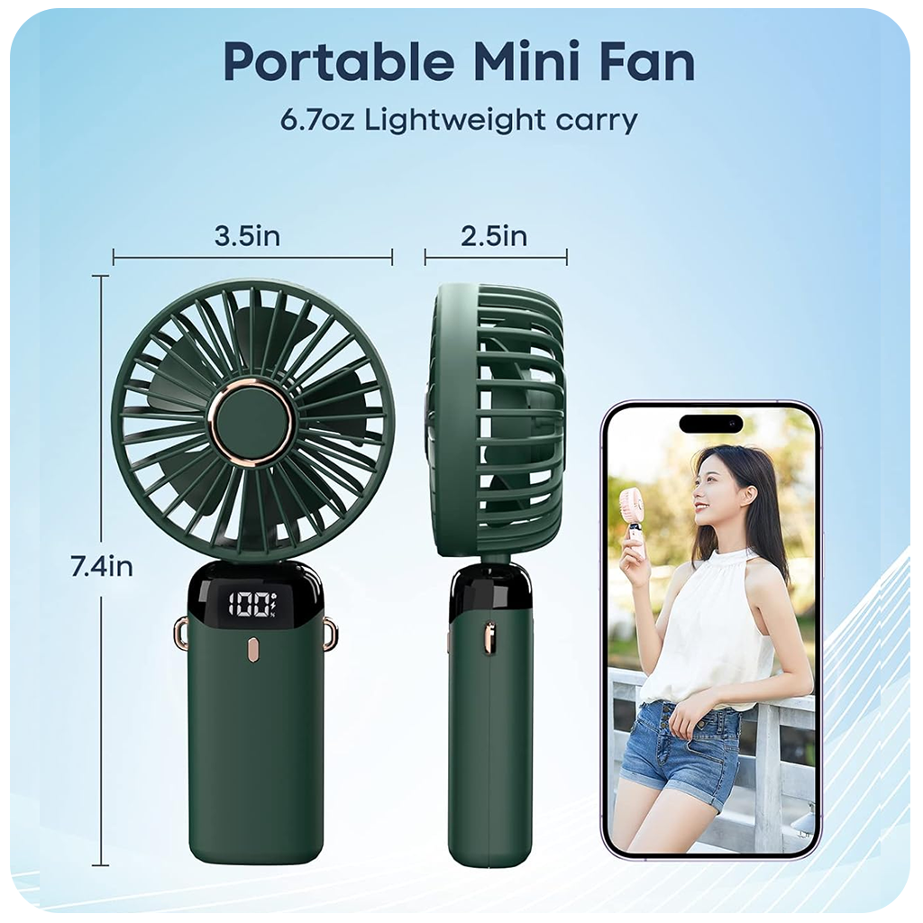 Small Desk Fan, Mini Handheld Fan USB Charging Low Noise for Office