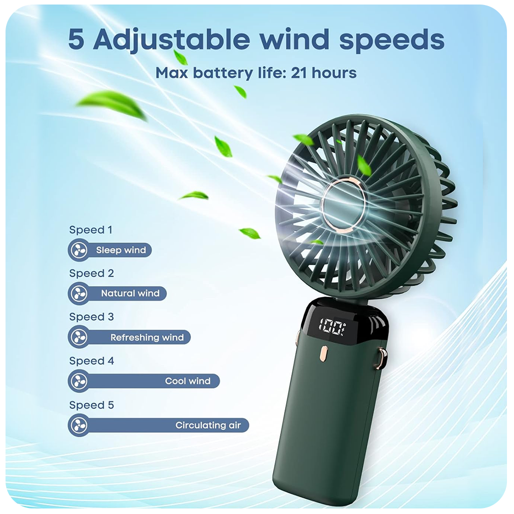 Small Desk Fan, Mini Handheld Fan USB Charging Low Noise for Office
