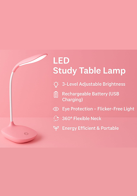 Study Lamp Rechargeable,Table Lamp for Study Room, Desk Lamp Light with 3 Brightness Levels,Portable USB Table Light