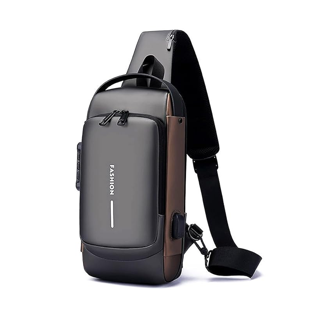 Waterproof Polyester Slim Unisex Crossbody Sling Bag Chest Backpack Men's Shoulder Bag, Leisure Travel Handbag, Hard Shell Anti-Theft Chest Bag