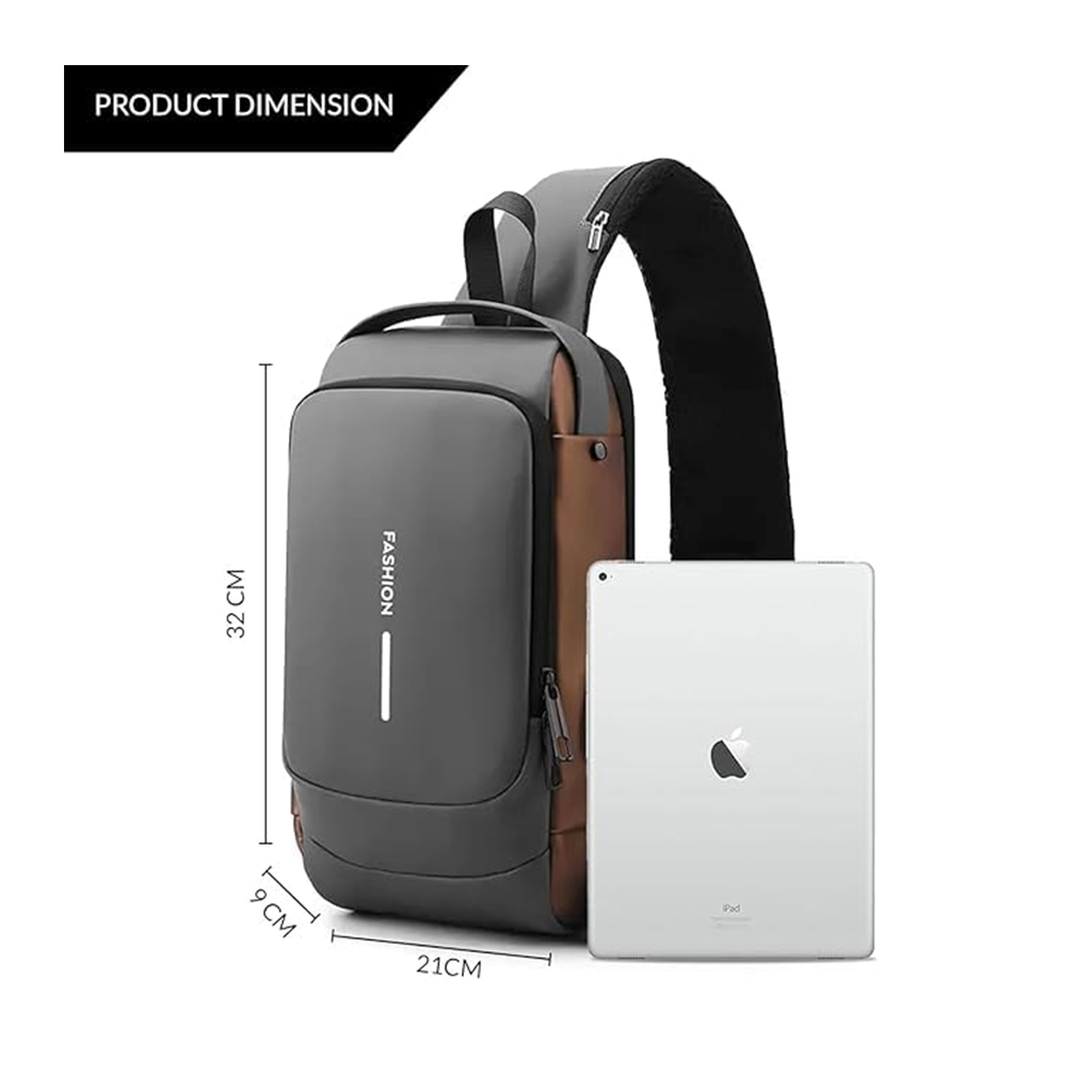 Waterproof Polyester Slim Unisex Crossbody Sling Bag Chest Backpack Men's Shoulder Bag, Leisure Travel Handbag, Hard Shell Anti-Theft Chest Bag