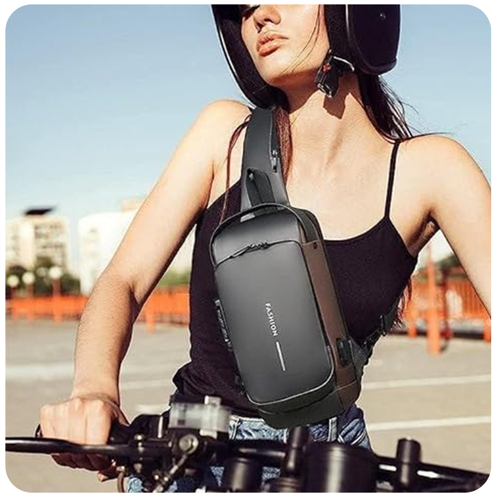 Waterproof Polyester Slim Unisex Crossbody Sling Bag Chest Backpack Men's Shoulder Bag, Leisure Travel Handbag, Hard Shell Anti-Theft Chest Bag