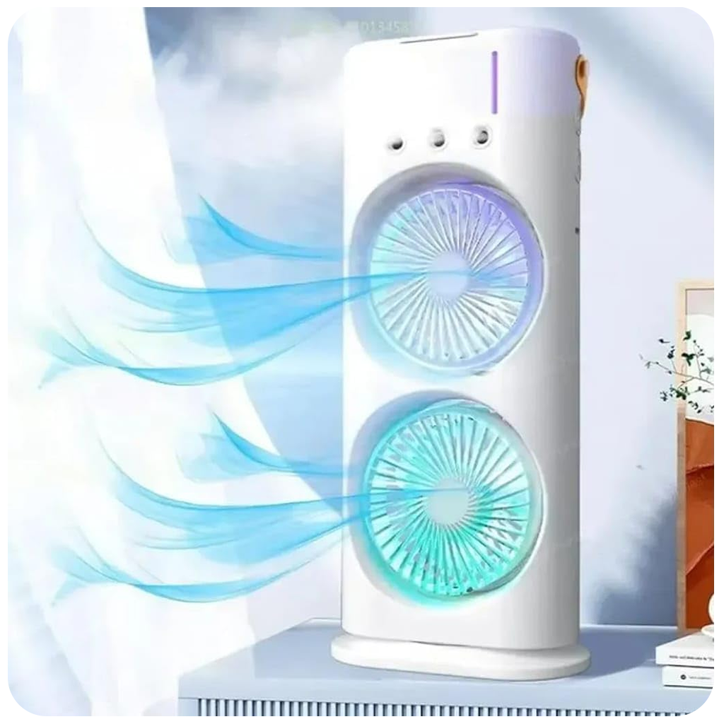 Double Fan With Rotating Cooler For Room Cooling Mini Cooler Portable Air Cooling Conditioning with Mist Cool Air Fan