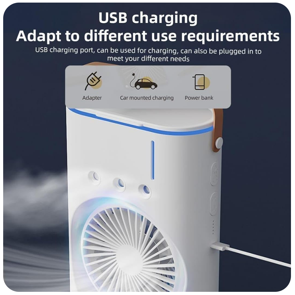 Double Fan With Rotating Cooler For Room Cooling Mini Cooler Portable Air Cooling Conditioning with Mist Cool Air Fan
