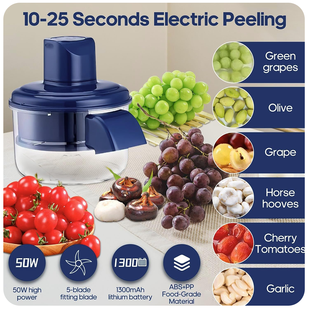 Electric Fruit & Vegitable Peeler, Garlic Peeling Machine, Electric Fruit Peeler, Cherry Tomato Garlic Poteto Peeling Tool, Effortless Peeling for Home Kitchen