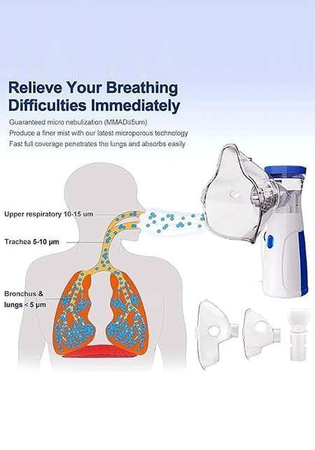 Portable Nebulizer & Humidifier for Baby & Adults | Compact, Silent, Self-Cleaning Machine with Long Battery Life | Effective for Asthma, Cough, Sinus & Allergy Relief at Home