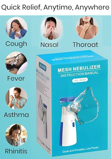 Portable Nebulizer & Humidifier for Baby & Adults | Compact, Silent, Self-Cleaning Machine with Long Battery Life | Effective for Asthma, Cough, Sinus & Allergy Relief at Home