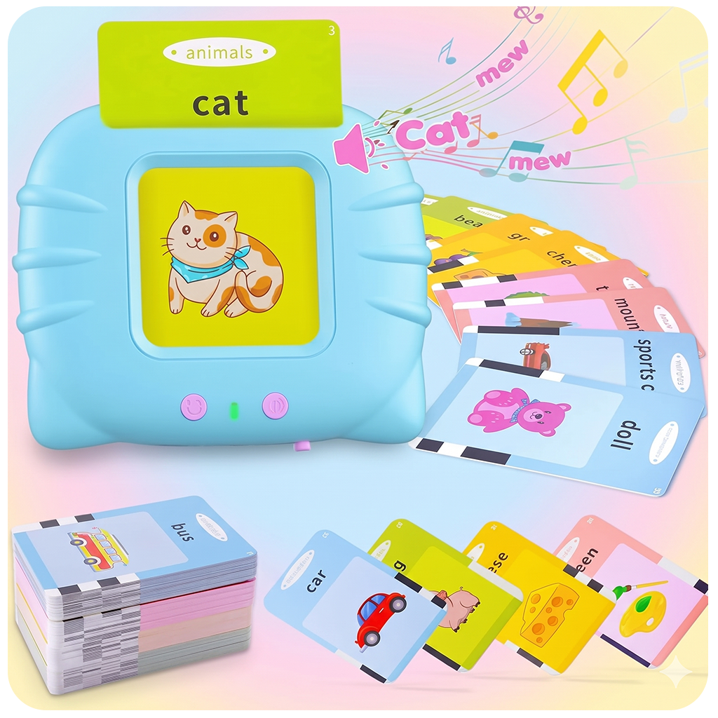 Talking Flash Cards for Kids | Rechargeable Educational Learning Toy for Toddlers | Cognitive Language Skills Builder for Boys & Girls | Sound Flashcard Device for Babies