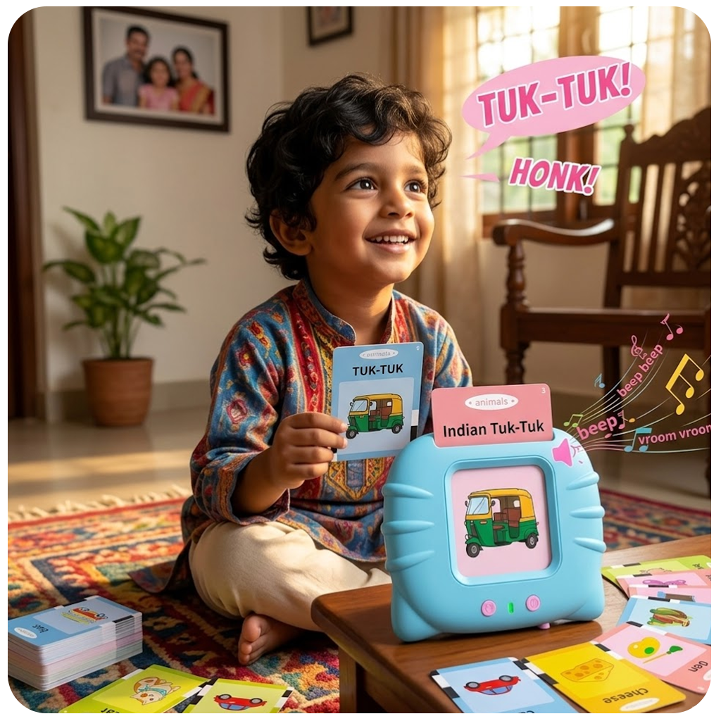 Talking Flash Cards for Kids | Rechargeable Educational Learning Toy for Toddlers | Cognitive Language Skills Builder for Boys & Girls | Sound Flashcard Device for Babies
