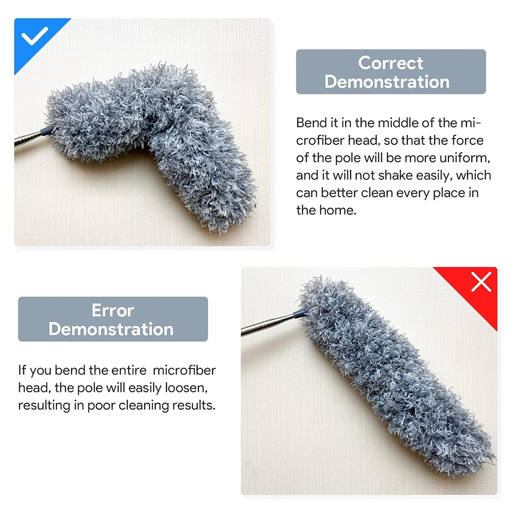 Long Handle Microfiber Feather Fan Ceiling Duster for Dust Cleaning with extendable Pole 100 Inch with Anti Scratch Bendable Brush for Cleaning High roof Cobweb Stick